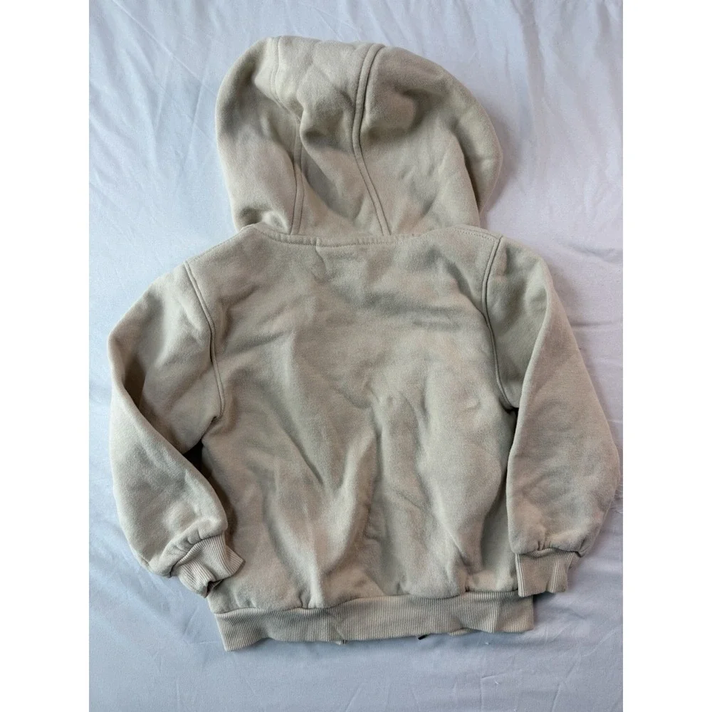 Nike Boys 4T Beige Fleece Hoodie Full Zip Hooded Pockets Logo
